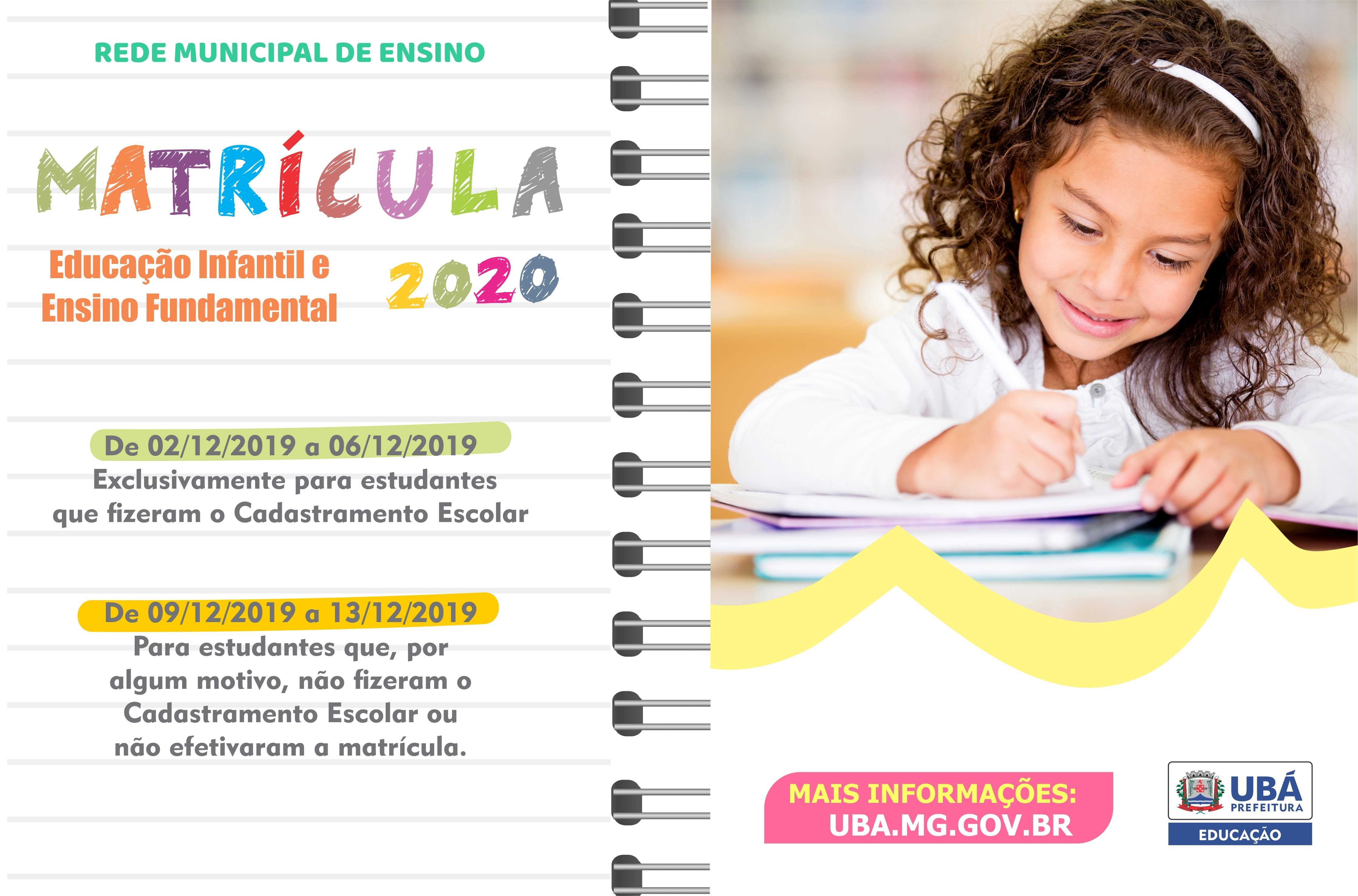 Prefeitura Municipal de Ubá Educação divulga datas para matrículas da